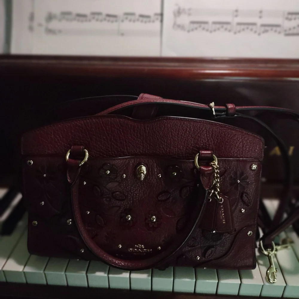 Coach Dark Red Embellished Satchel - Picture 4 of 4